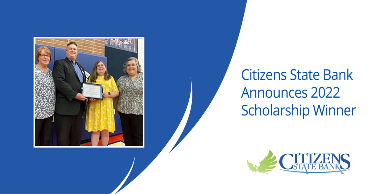 Citizens State Bank Announces Scholarship Winner