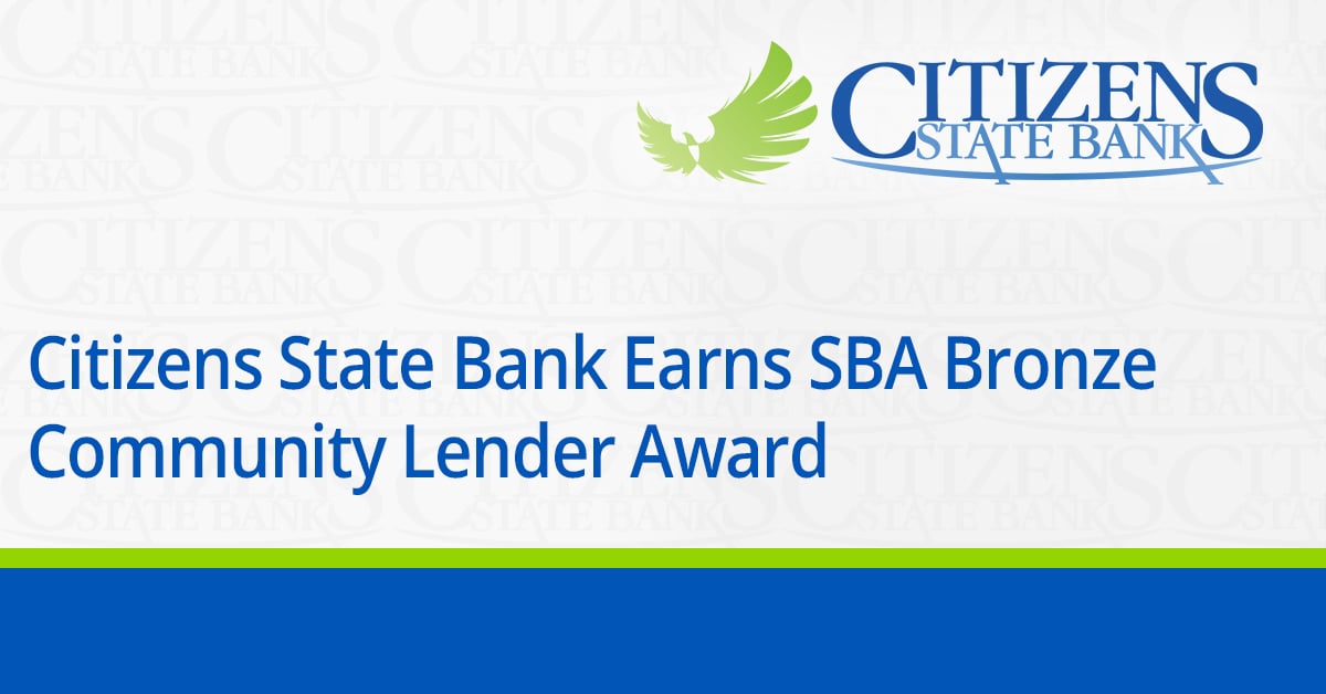Citizens State Bank Earns SBA Bronze Community Lender Award