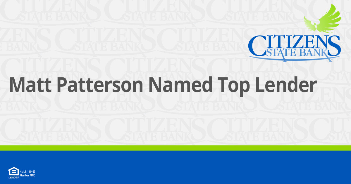 Matt Patterson Named Top Lender