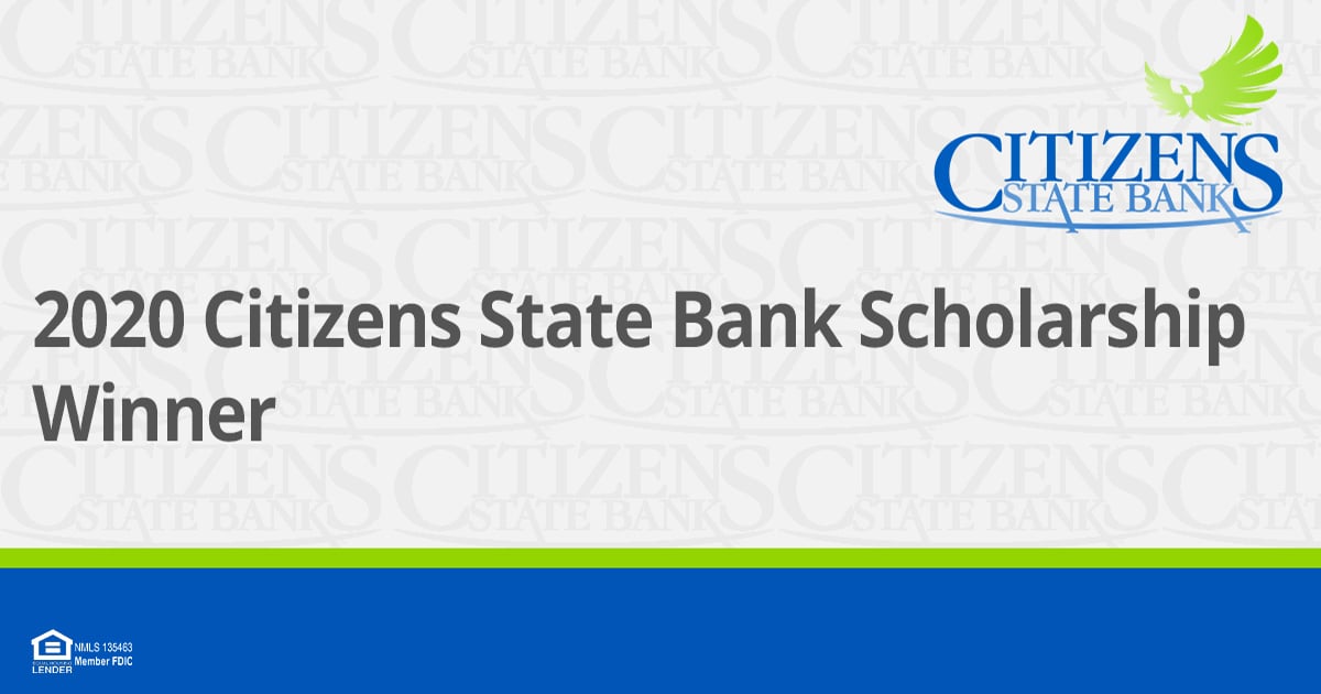 2020 Citizens State Bank Community Scholarship Winner